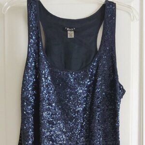 RYCH Lined Dark Blue Sheath Dress with Sequins Size 10